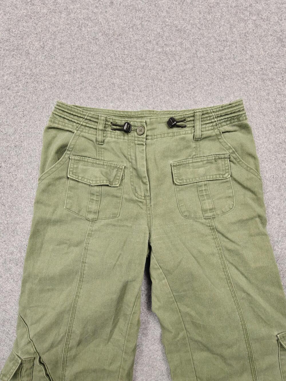 Brandy Melville Cargo Pants Womens One Size Green Twill Adjustable Waist Utility - Picture 2 of 11